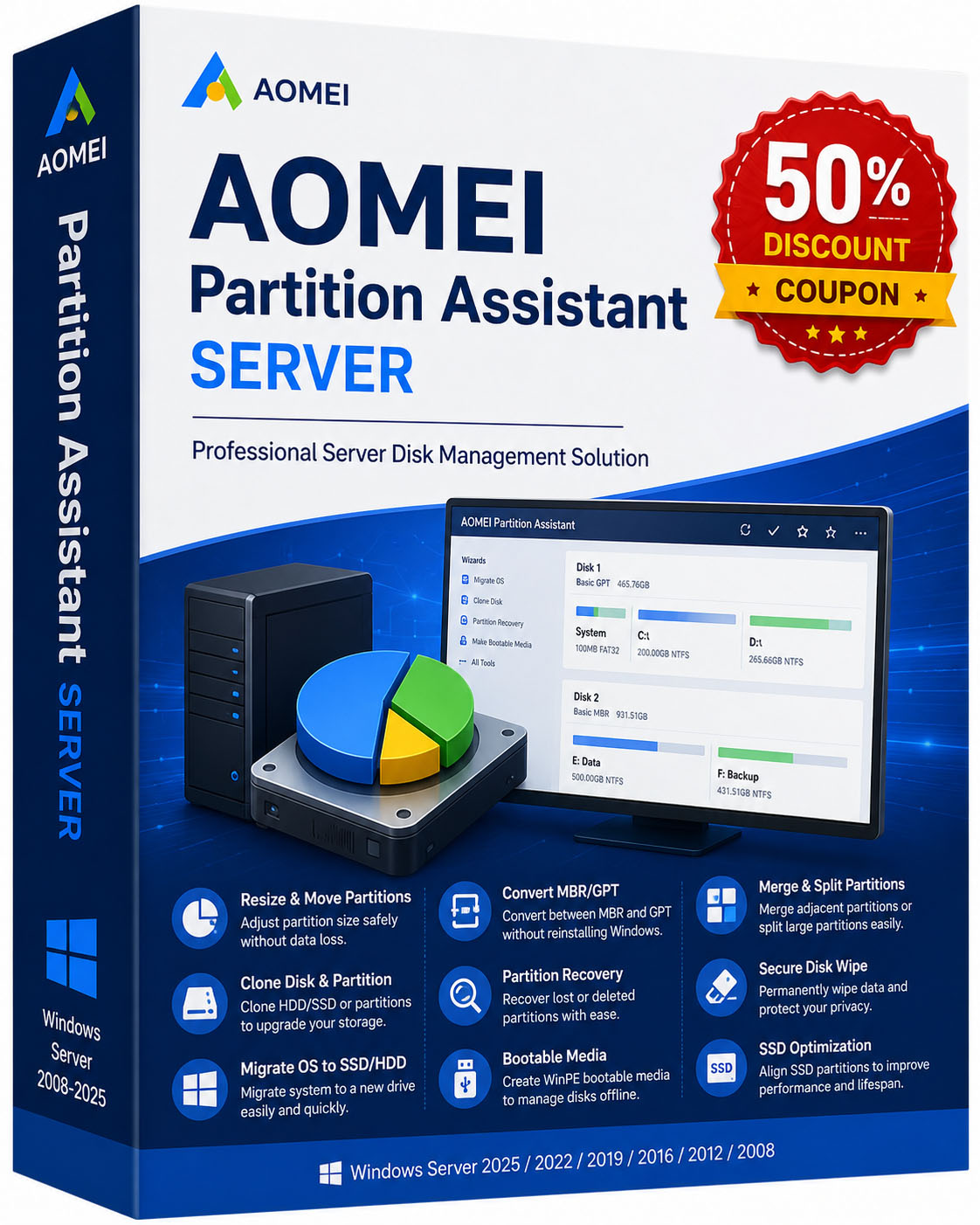 50% off AOMEI Partition Assistant server coupon code