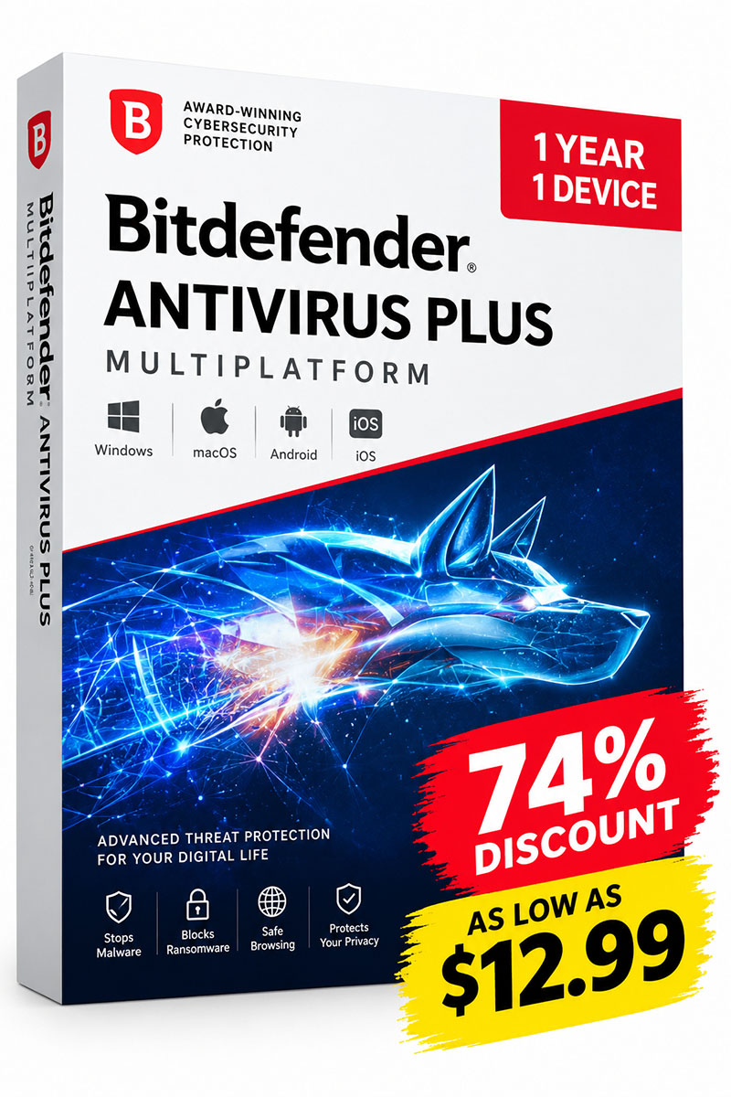 74% Off BitDefender Antivirus Plus 2026 Discount Coupon