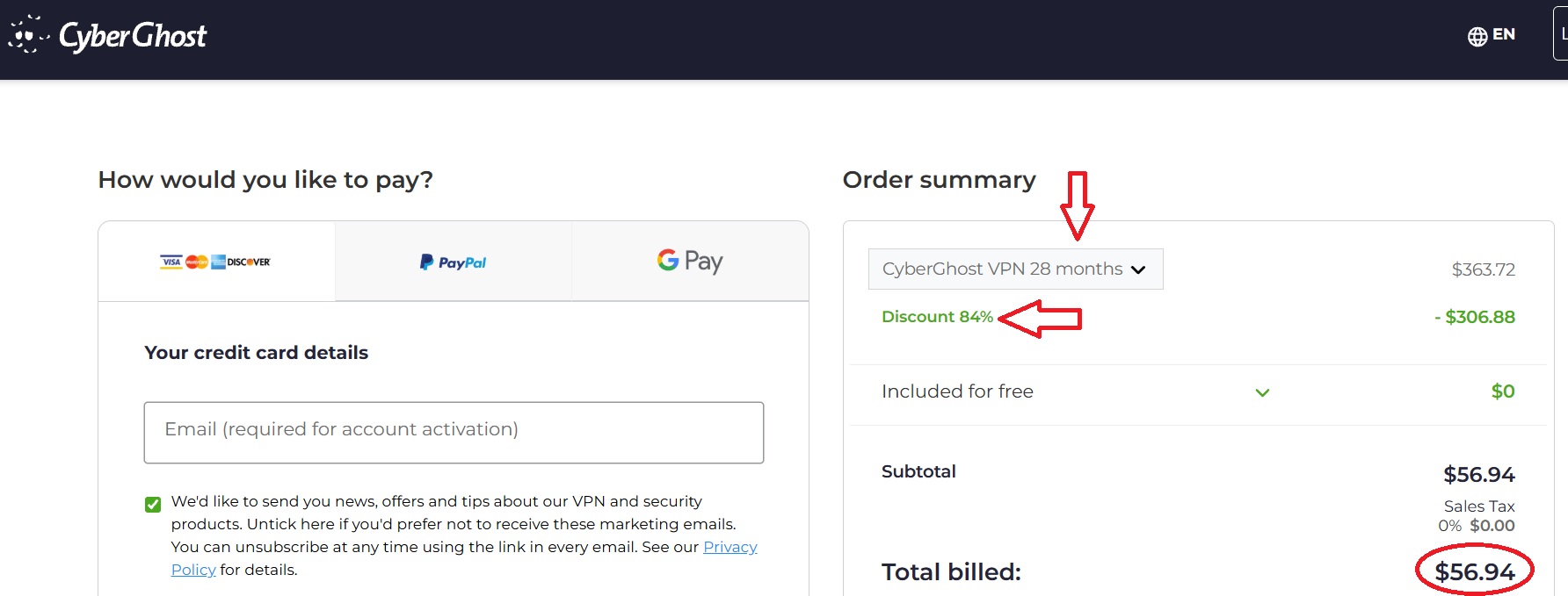 Cyberghost VPN Halloween Sale 84% Off Verification Proof