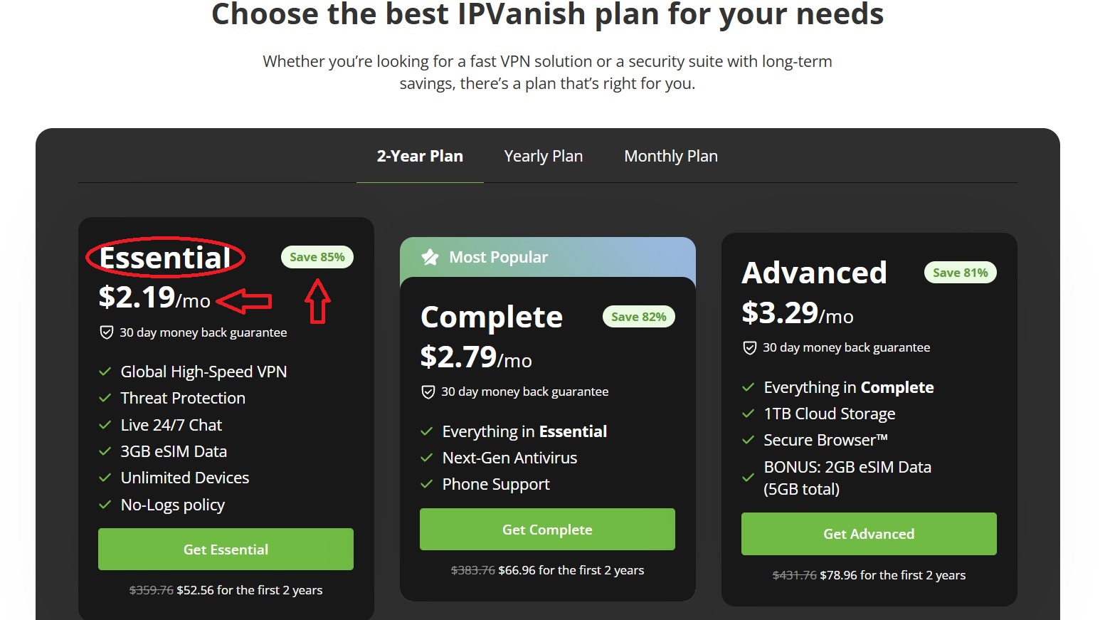 85% Off IPVanish Essential Plan Discount Price Proof