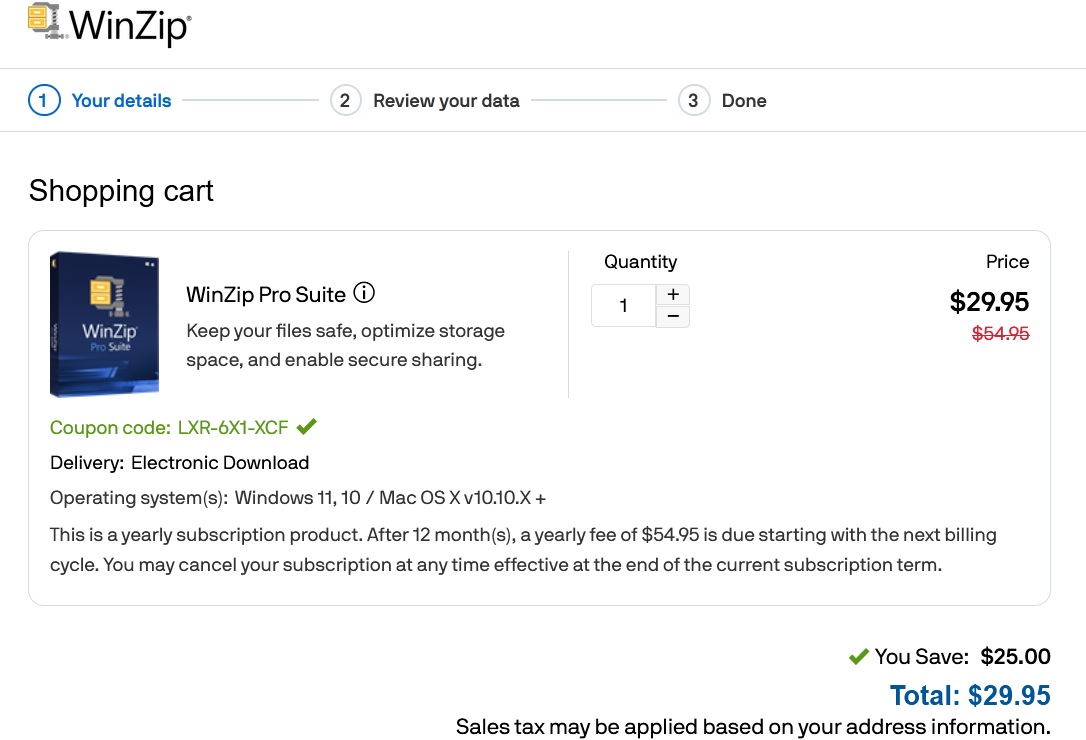 45% Off WinZip 31 Pro Suite Coupon Code Verification Proof